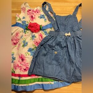 Bundle: two little girl dresses, SIZE 3T and 4T jean casual dress & floral dress